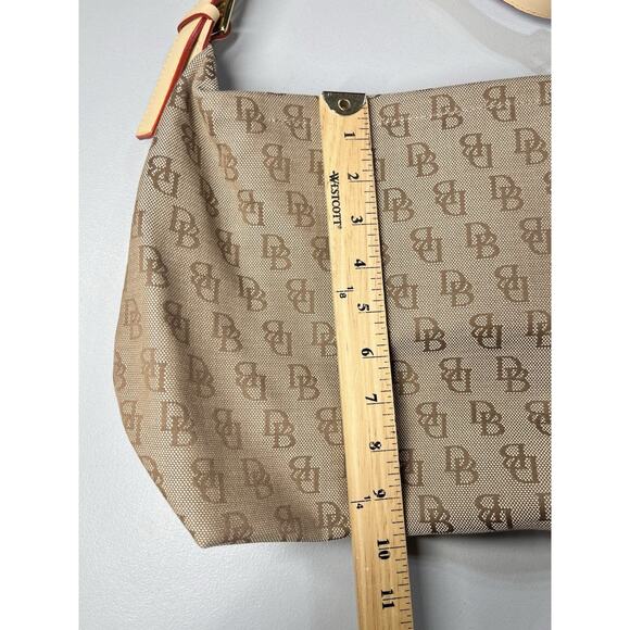 Dooney & Bourke Logo Monogram Print Jacquard Canvas Hobo Shoulder Bag Zip Top - Picture 12 of 16